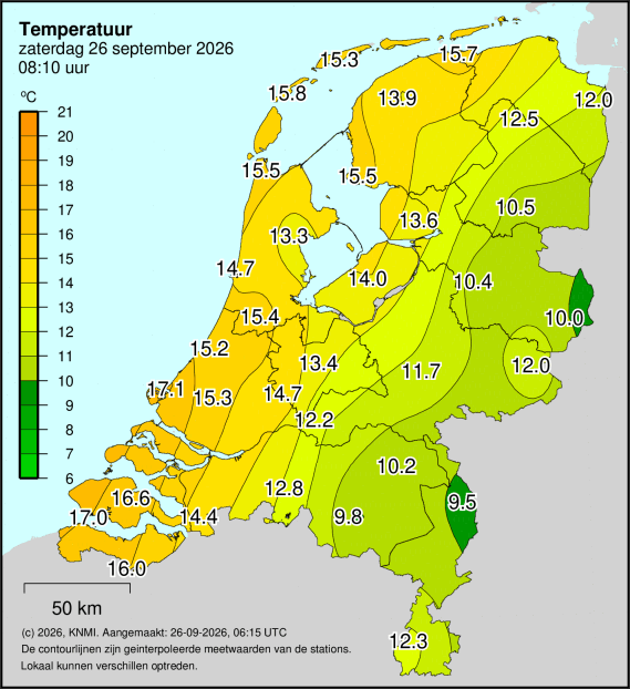 Actuele temperaturen